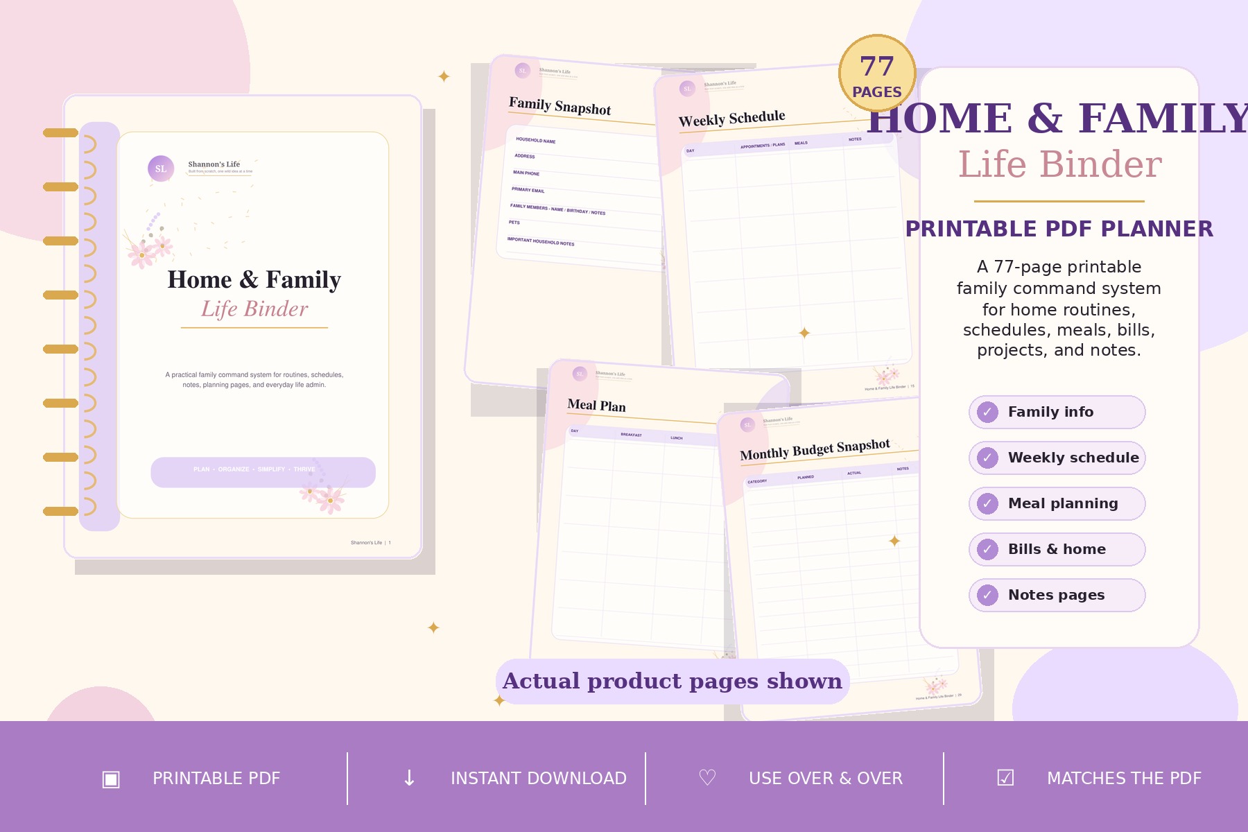 Home & Family Life Binder printable product mockup.