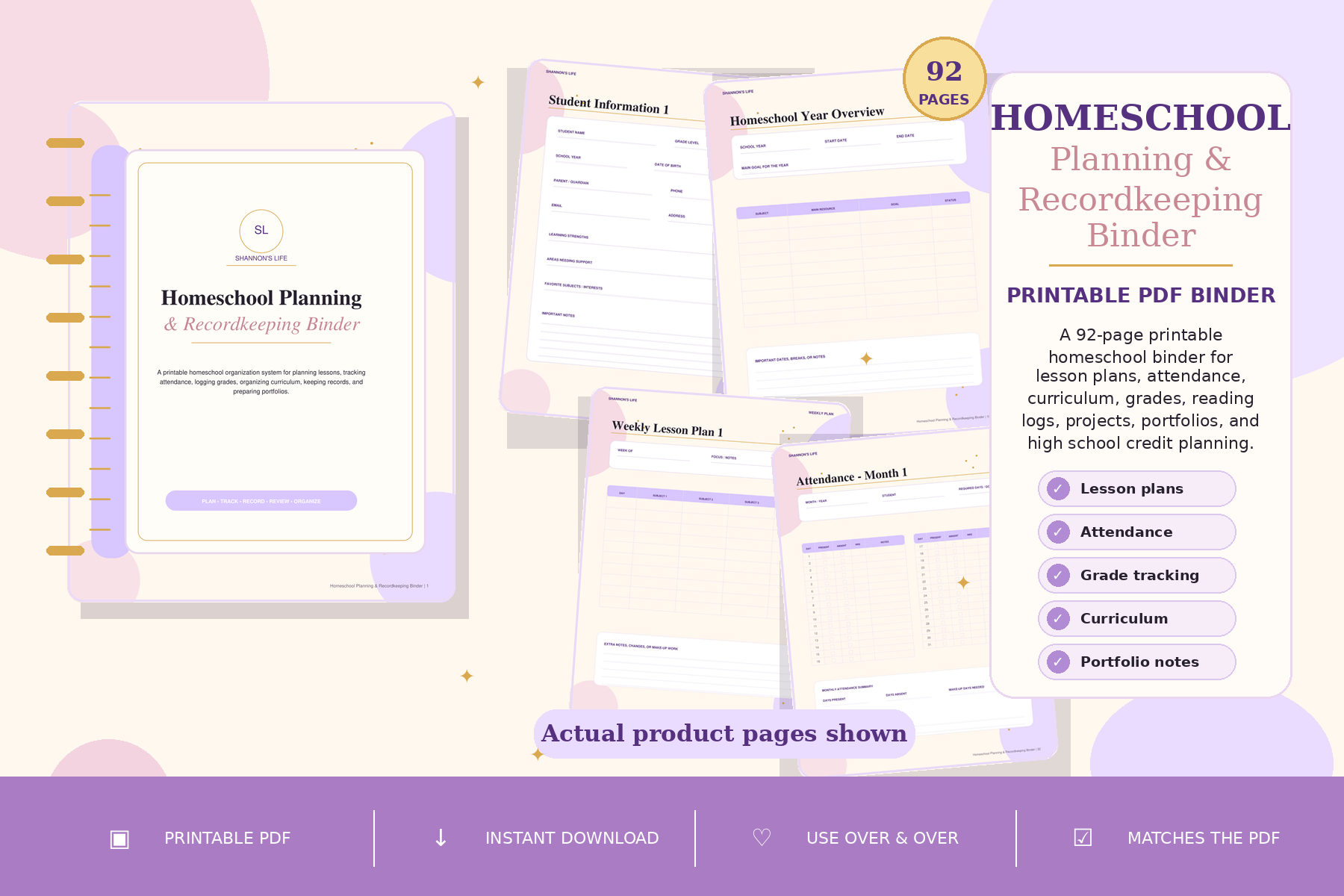 Homeschool Planning and Recordkeeping Binder printable product mockup.